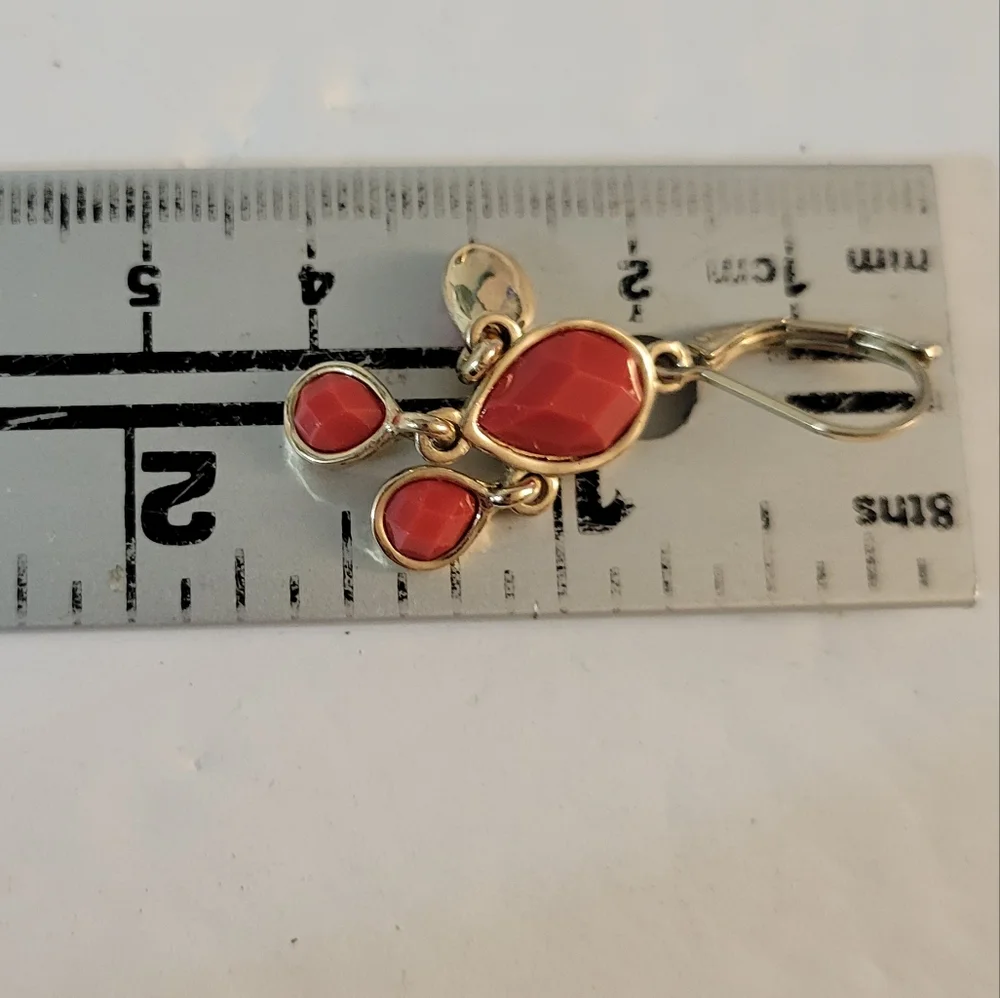 Chandelier Earrings Goldtone Orange